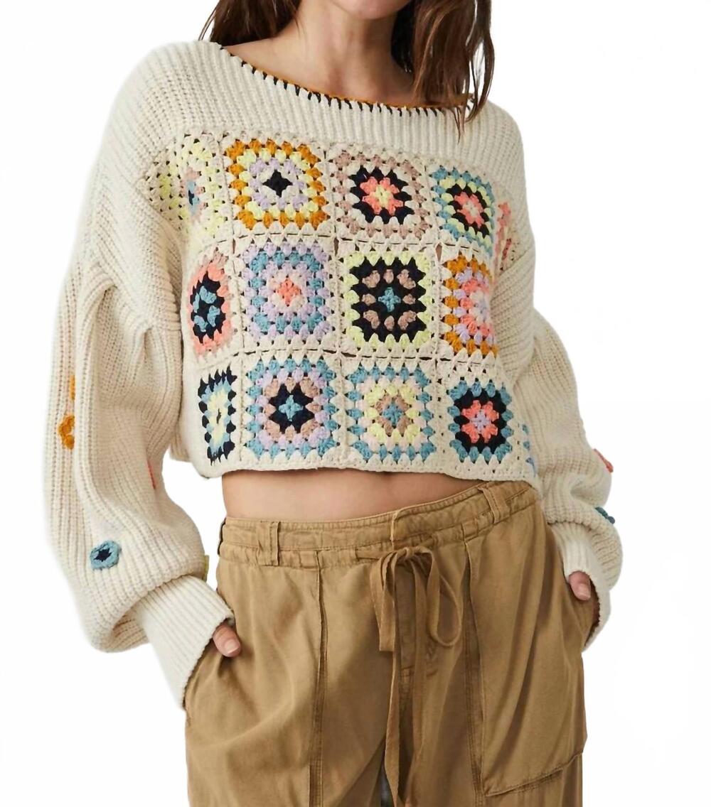 NEW ECHO crochet cropped sweater in carmen
